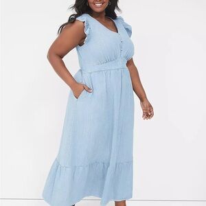 Maxi Dress with Ruffle Sleeves NWOT